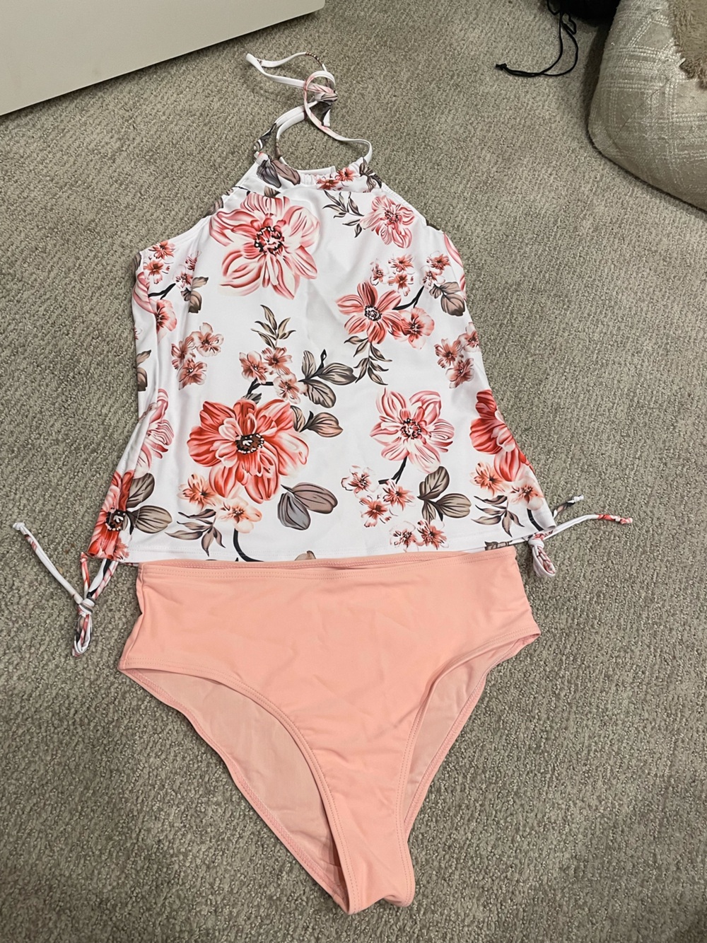 NEW SHEIN Pink Floral Two-Piece Tankini Set